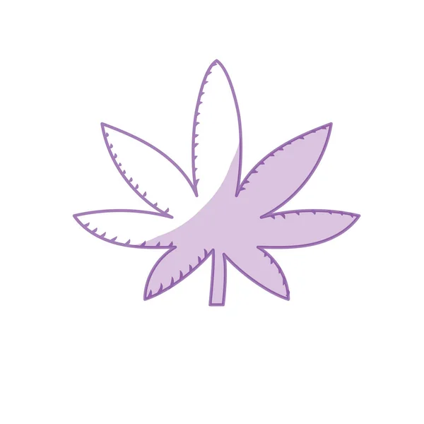 Silhouette Marijuana Plant Leaves Medical Herb Vector Illustration — Stok Vektör