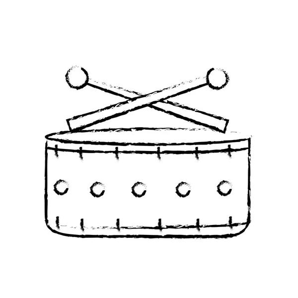 Figura Rullante Tamburo Strumento Musicale Riprodurre Musica Vettoriale Illustrazione — Vettoriale Stock