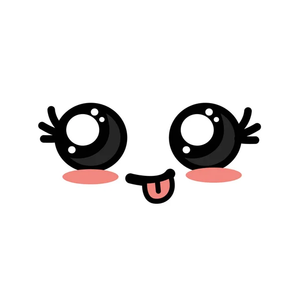 Lindo Kawaii Hermosa Cara Sonrisa Feliz Vector Ilustración — Vector de stock