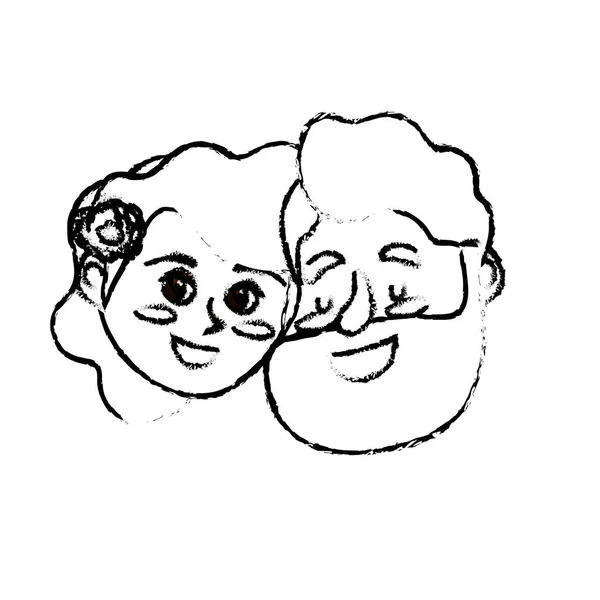 Figure Happy Couple Face Hairstyle Design Vector Illustration — 图库矢量图片