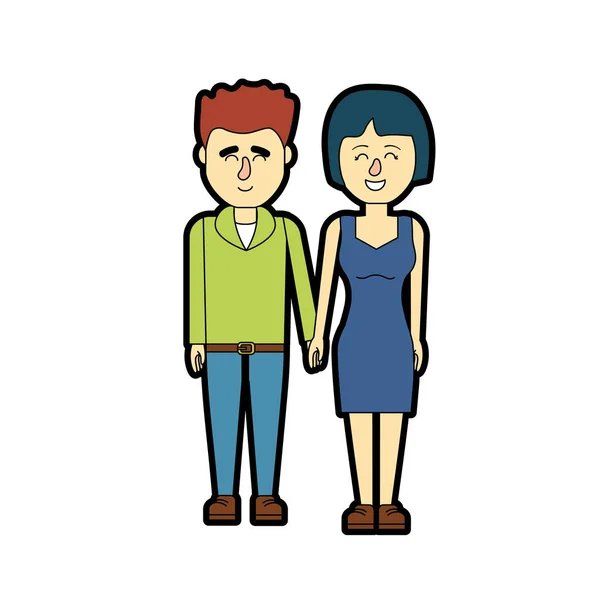 Bonita Pareja Con Diseño Peinado Vector Ilustración — Vector de stock