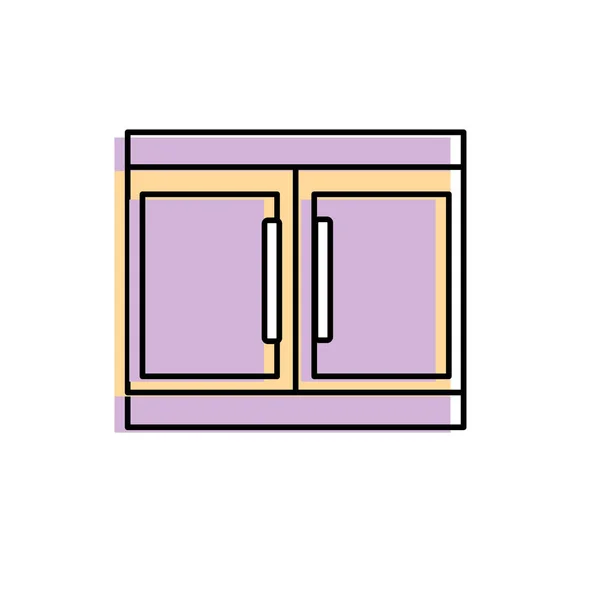 料理のベクトル図のキャビネット キッチン器具オブジェクト — ストックベクタ