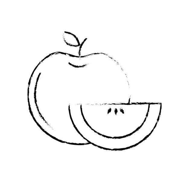 Figure Delicious Apple Slice Exotic Food Vector Illustration — 图库矢量图片