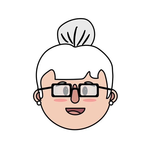 Old Woman Face Hairstyle Vector Illustration — Stock Vector