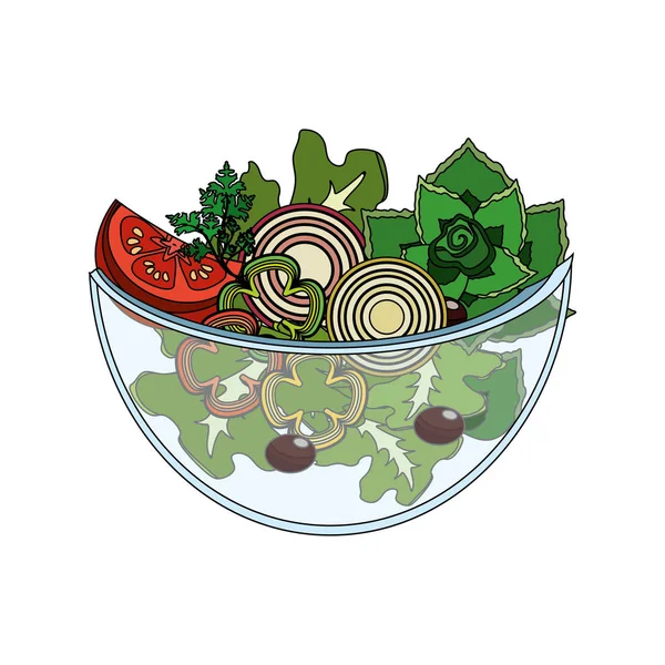 Delicious Fresh Organ Salad Bowl Vector Illustration — Stock Vector