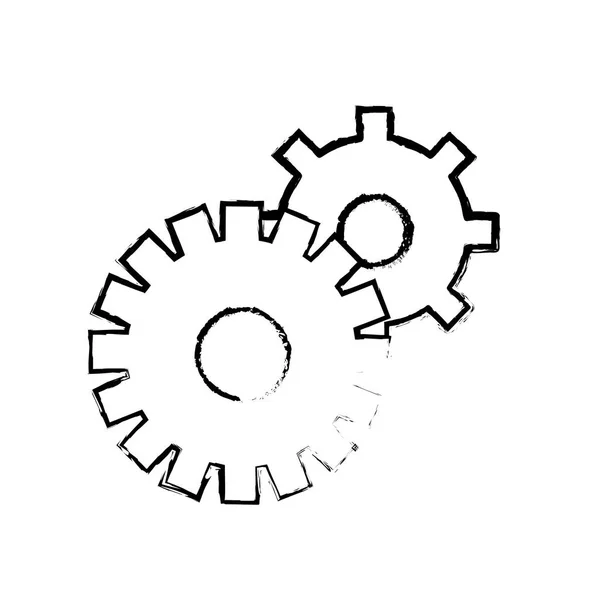 Contour Gears Symbol Process Industry Vector Illustration — Stock Vector