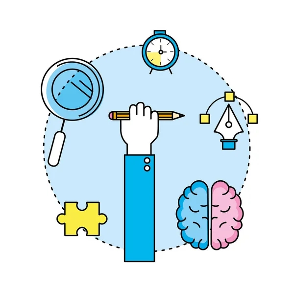 Processus Créatif Avec Des Idées Icônes Conception Illustration Vectorielle — Image vectorielle