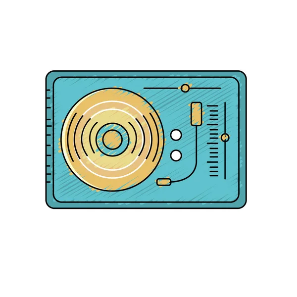 Turntable Listen Play Music Vector Illustration — Stock Vector