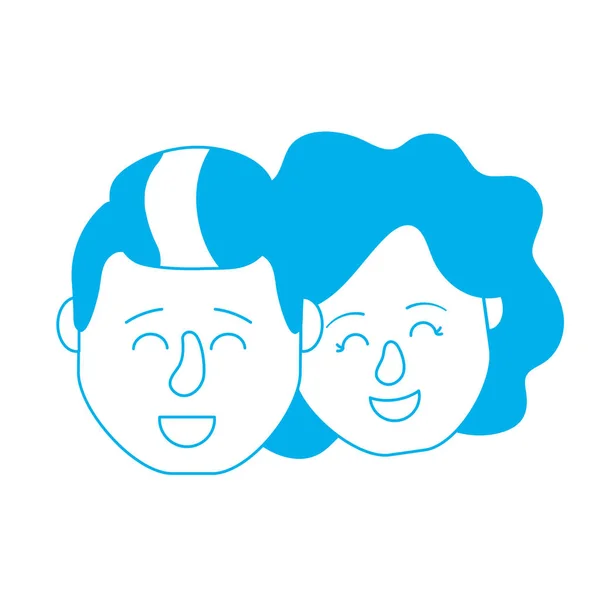 Silueta Avatar Pareja Cabeza Con Peinado Diseño Vector Ilustración — Vector de stock