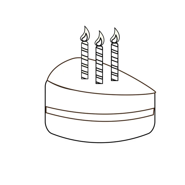 Line Delicious Pastel Candles Happy Birthday Vector Illustration — 스톡 벡터