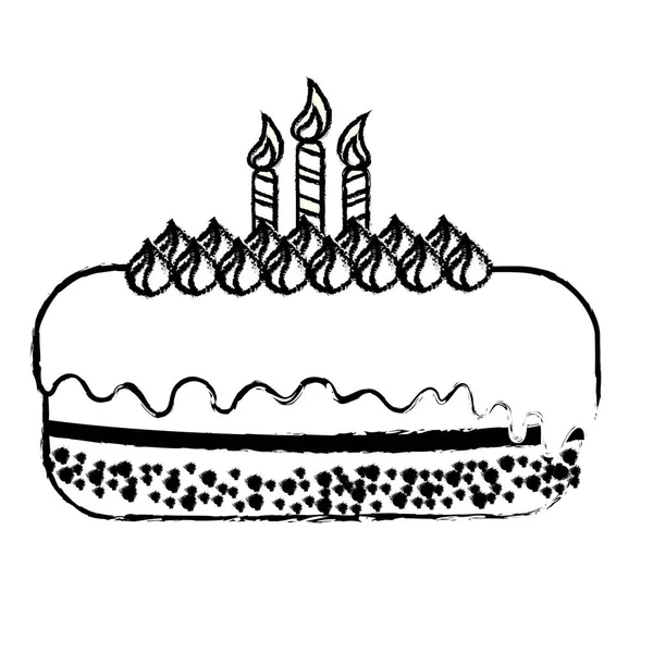 Linha Delicioso Pastel Com Velas Para Feliz Aniversário Ilustração Vetorial — Vetor de Stock