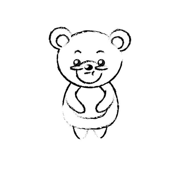 Фигура Милый Медведь Дикое Животное Выражением Лица Векторной Иллюстрацией — стоковый вектор