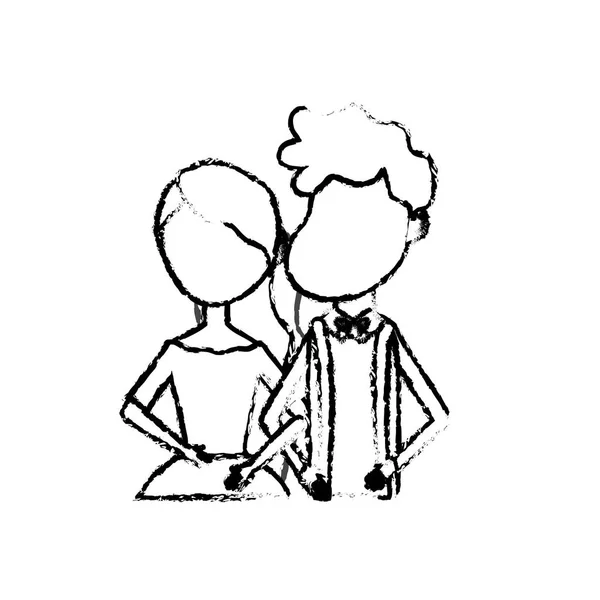 Figure Happy Couple Together Romantic Celebration Vector Illustration — Stockový vektor
