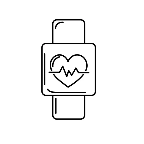 Line Smartwatch Know Rhythm Cardiac Vector Illustration — Stock Vector