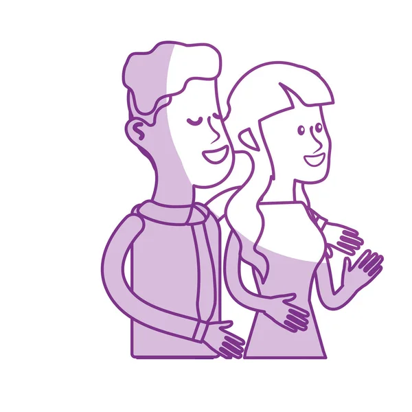 Silhouette Heureux Couple Mignon Avec Une Usure Élégante Illustration Vectorielle — Image vectorielle