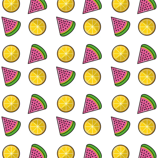 Wotermelon Slice Desenho Fundo Limão Ilustração Vetorial — Vetor de Stock