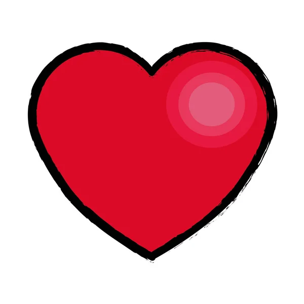 Kırmızı Güzel Romantik Kalp Simgesi Vektör Çizim — Stok Vektör