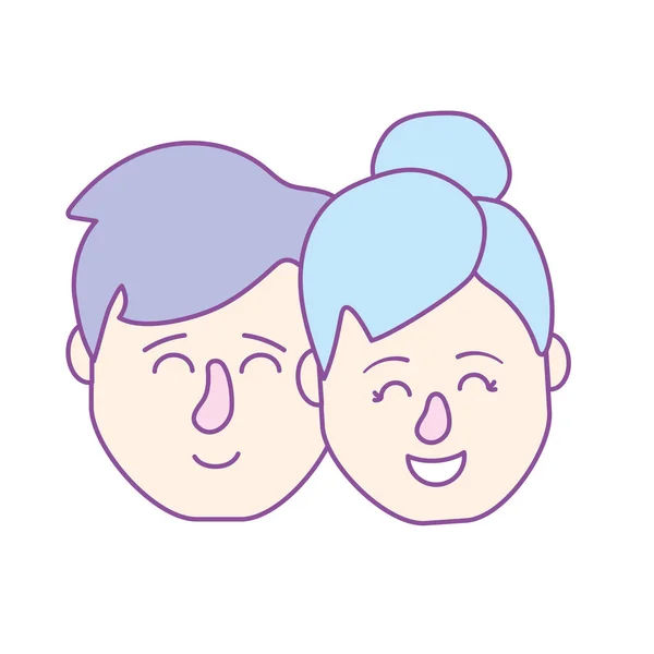 Cabeza Pareja Avatar Con Diseño Peinado Vector Ilustración — Vector de stock