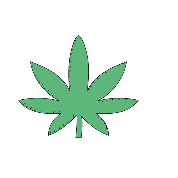 Plante Marijuana Avec Des Feuilles Illustration Vectorielle Herbe Médicale — Image vectorielle