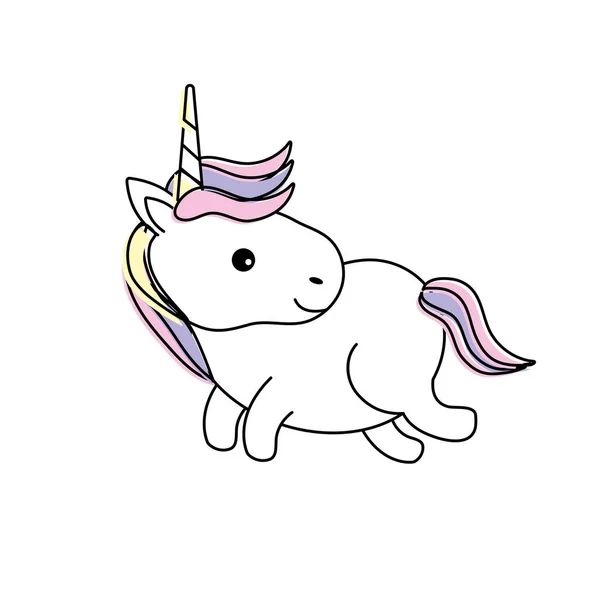 Unicorn Bagus Dengan Tanduk Dan Gaya Rambut Desain Vektor Ilustrasi - Stok Vektor