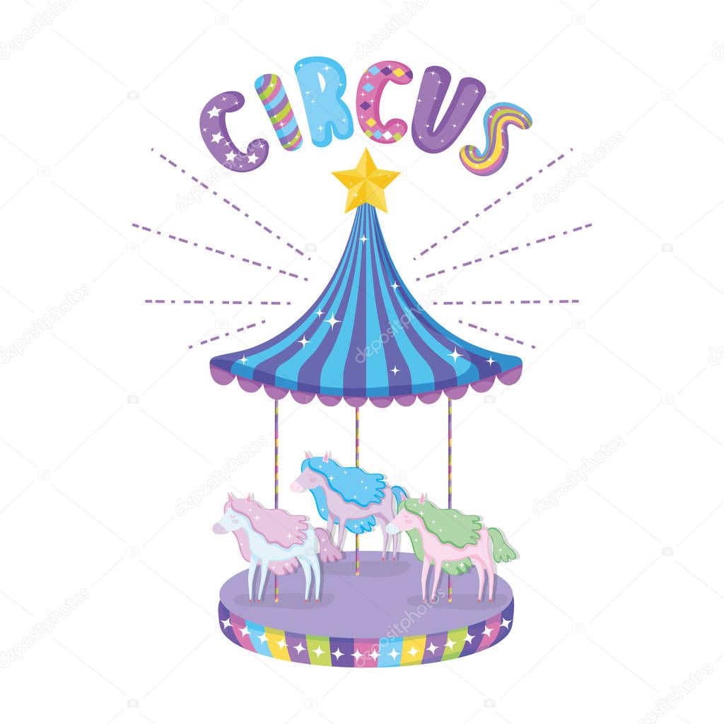 circus carousel scene icon vector illustration design