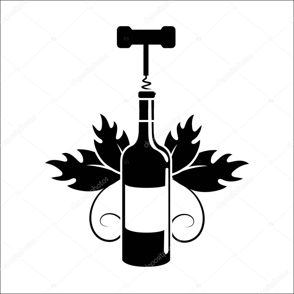 bottle of wine with take out cork icon, vector illustration design