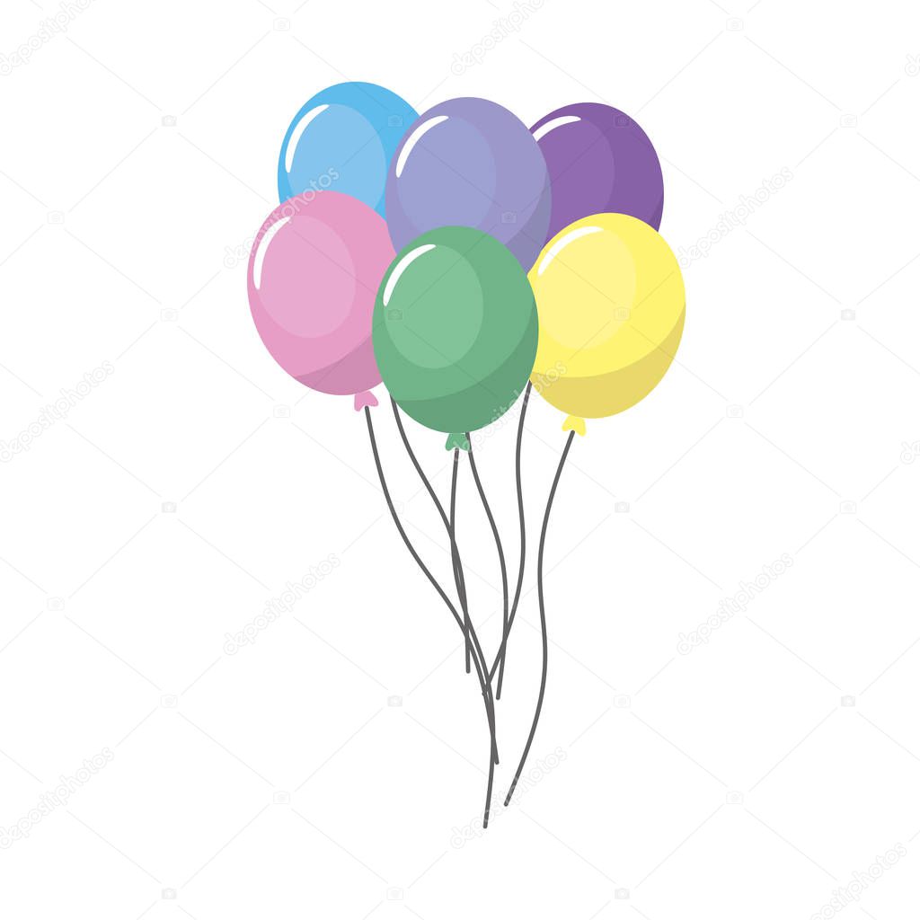 funny balloons decoration design flying vector illustration