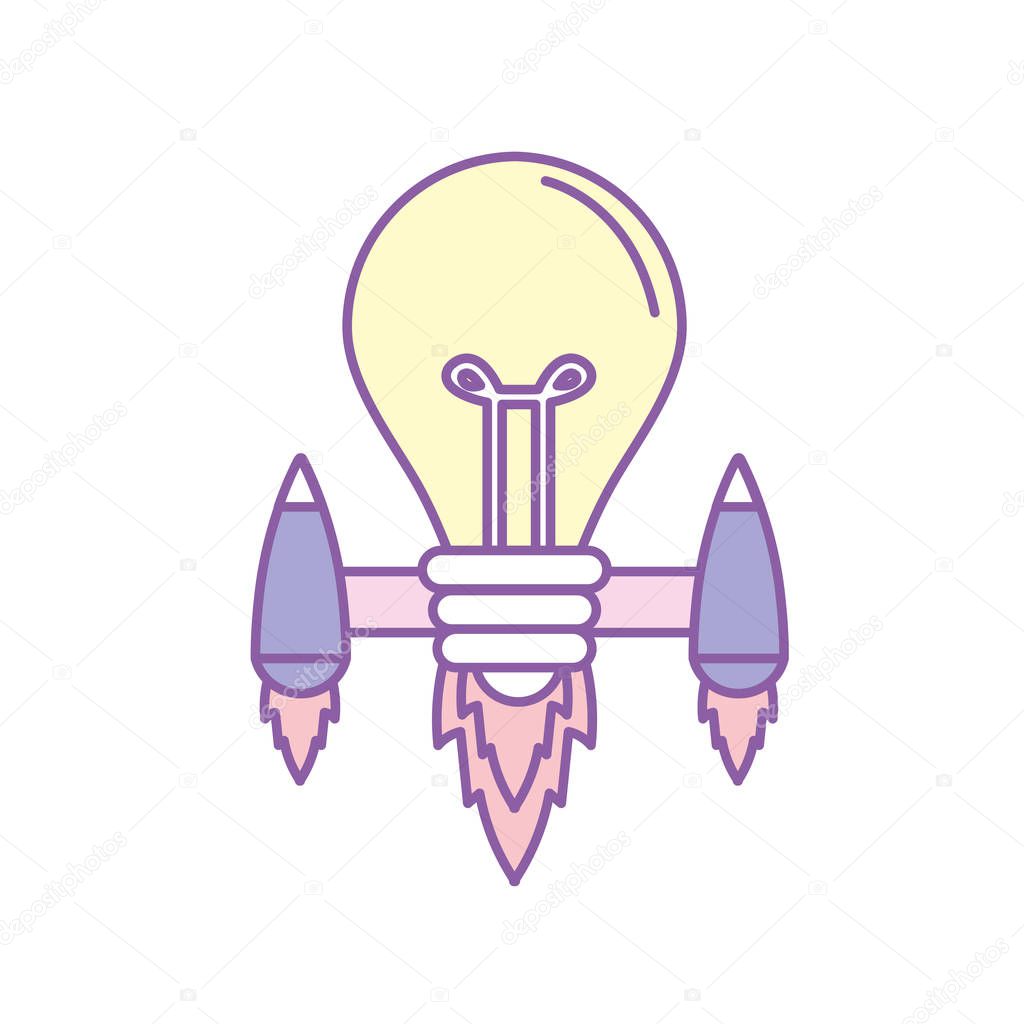 bulb with thrusters to creative idea vector illustration