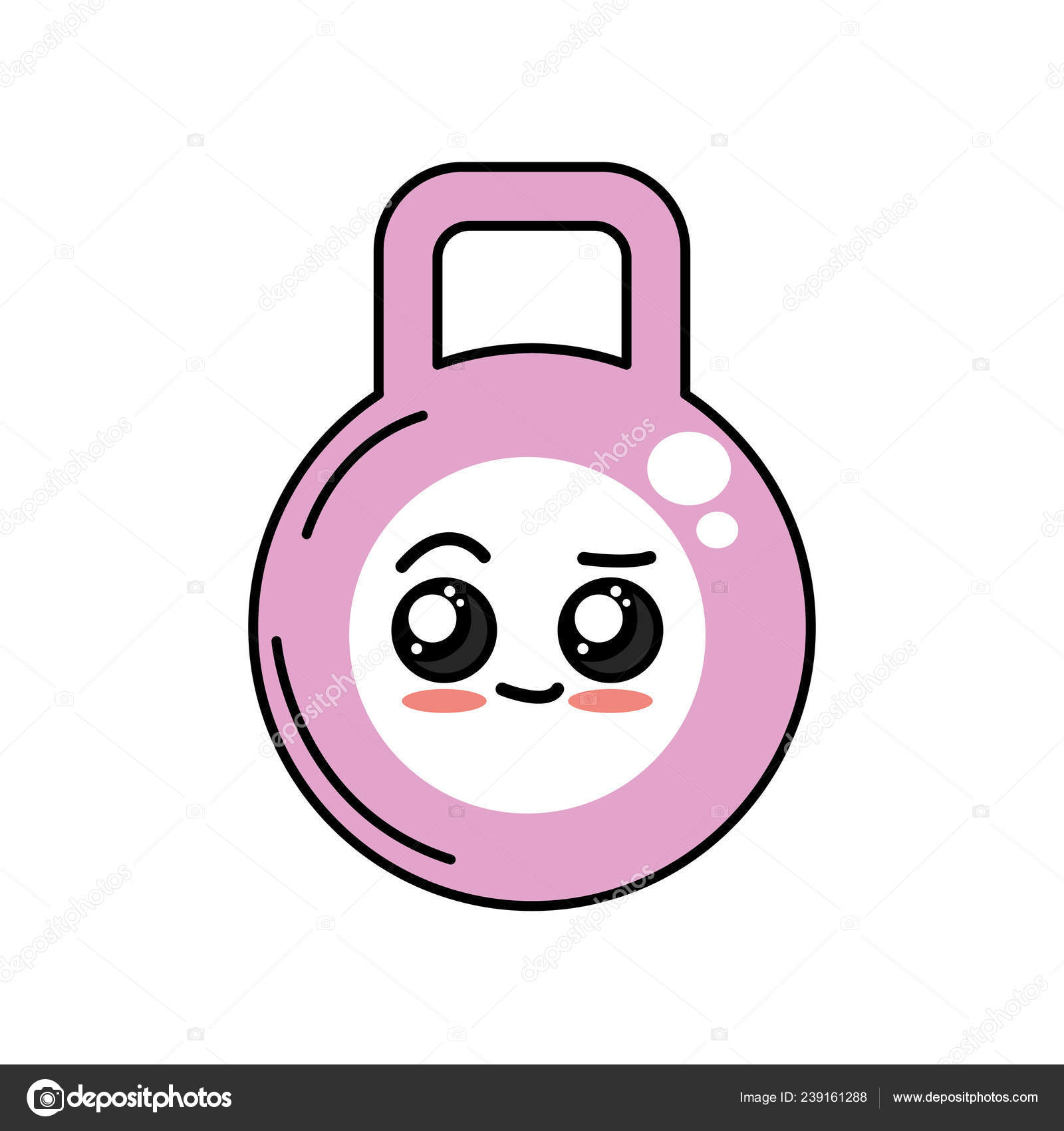 Kawaii Cute Happy Dumbbell Emoji Vector Illustration Stock Vector Image
