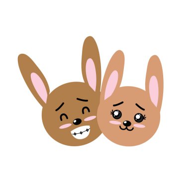 şirin çift vahşi hayvan güzel ifade vektör çizim ile