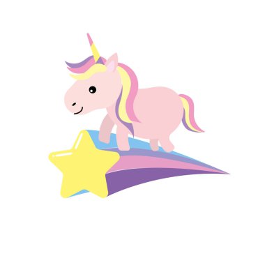 boynuz ve kayan yıldız vektör çizim olan güzel at