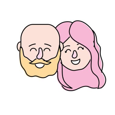 Avatar çift kafa saç modeli tasarımı ile illüstrasyon vektör