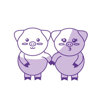 siluet şirin domuz vahşi hayvan yüz ifade vektör çizim ile