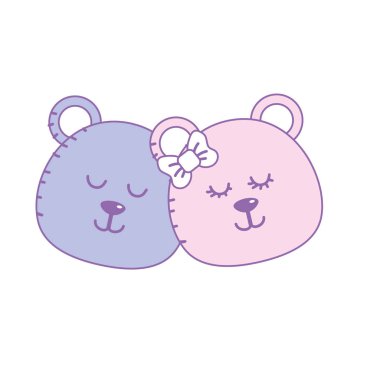 sevimli hayvan çift kafa, birlikte vektör çizim ayı