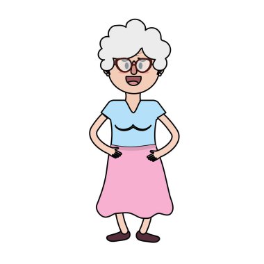 Yaşlı kadın ile gözlük ve saç modeli vektör çizim