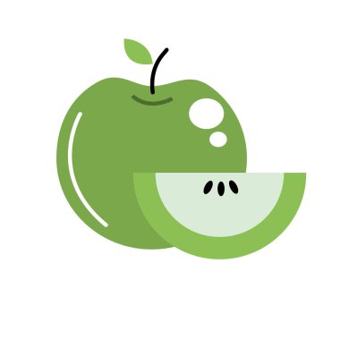 lezzetli elma dilim ve egzotik yiyecek vektör çizim ile