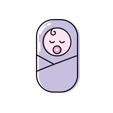 tatlı bebek emziği ve yumuşak battaniye vektör çizim ile