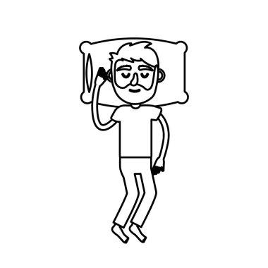 çizgi adam saç modeli ile uyku vektör çizim tasarım