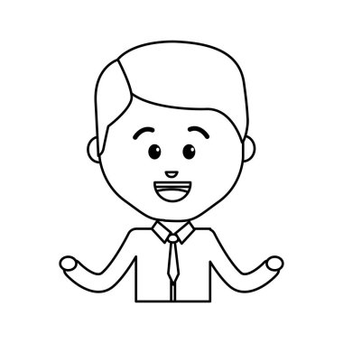Avatar işadamı çizgi karikatür yüz mutlu ifade, vektör çizim