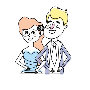 mutlu çift birlikte ve romantik kutlama vektör illüstrasyon