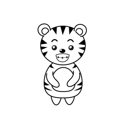 ifade ile sevimli hayvanlar güzel hat illüstrasyon vektör