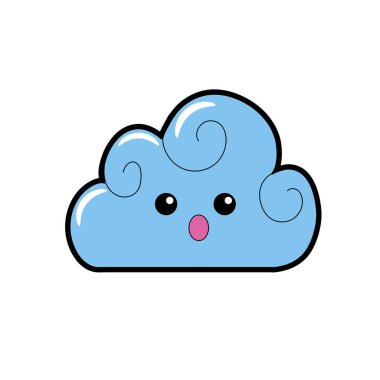 Kawaii sevimli sürpriz bulut hava vektör çizim