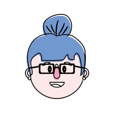 Yaşlı kadın yüz saç modeli vektör çizim ile