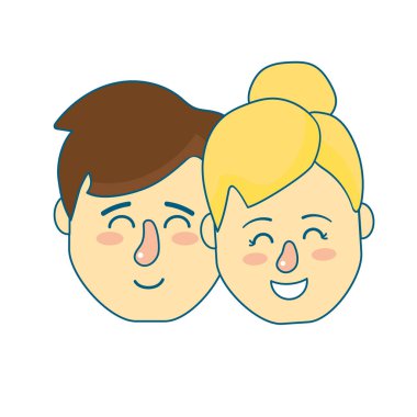 Avatar çift kafa saç modeli tasarımı ile illüstrasyon vektör