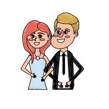 mutlu çift birlikte ve romantik kutlama vektör illüstrasyon