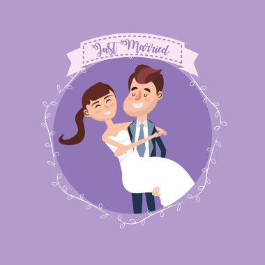 evli çift ile şube ve şerit tasarım vektör çizim