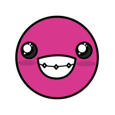 şirin kawaii güzel yüz gülümseme ve mutlu vektör çizim