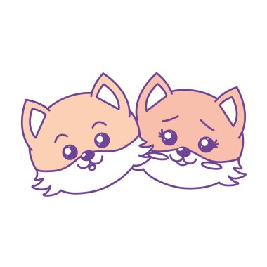 şirin çift vahşi hayvan güzel ifade vektör çizim ile