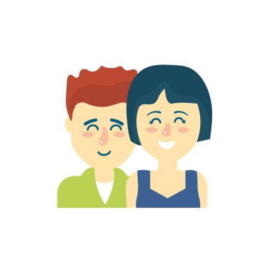 güzel bir saç modeli tasarımı ile çift illüstrasyon vektör