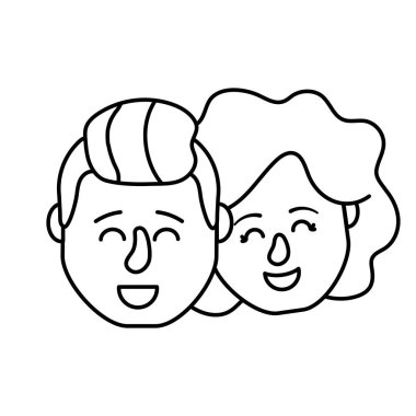 Avatar çift kafa saç modeli tasarım vektör çizim ile satır